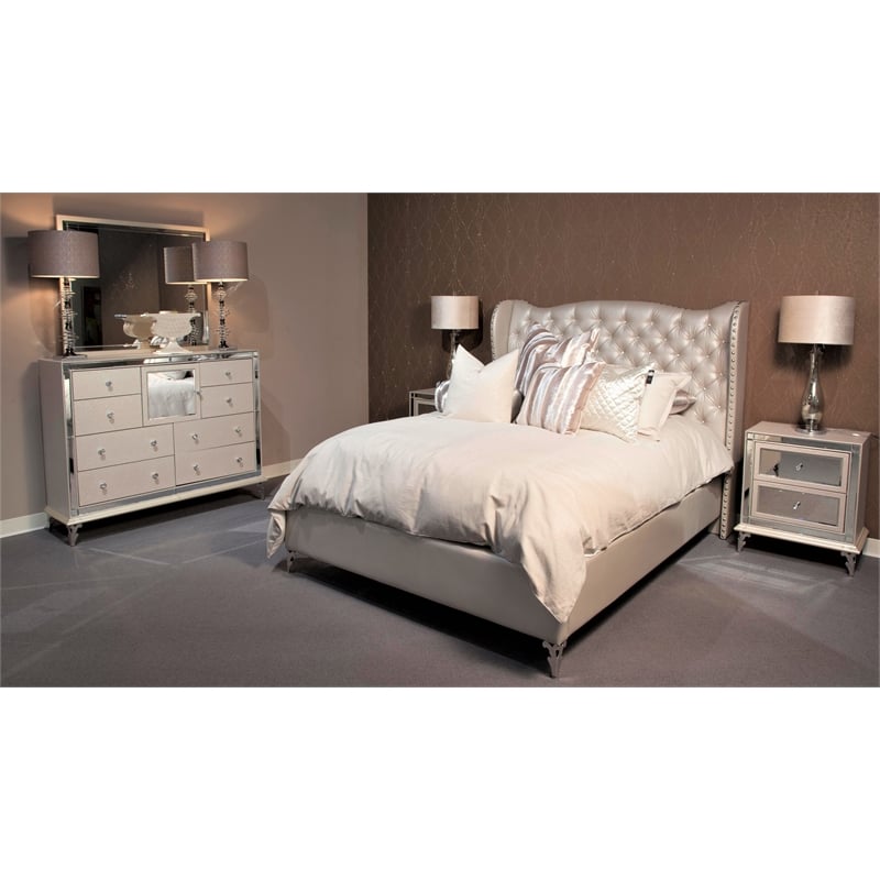 Michael Amini Hollywood Loft Upholstered Dresser in Frost Ivory