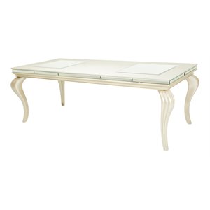Michael Amini Hollywood Loft Wood & Glass Dining Table in Frost Ivory
