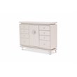 Michael Amini Glimmering Heights Upholstered Wood Dresser w/ Mirror in Ivory