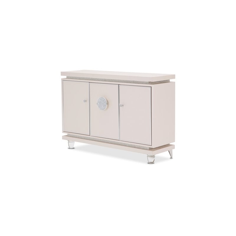 Michael Amini Glimmering Heights Wood & Metal Sideboard w/ Mirror in Ivory