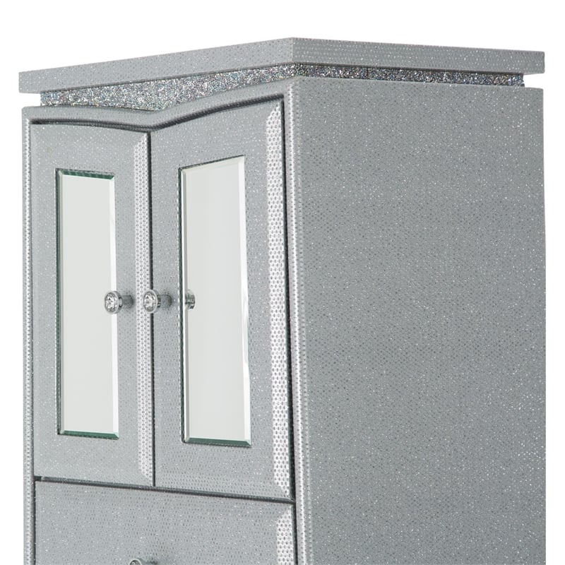 Michael Amini Melrose Plaza Wood & Glass Swivel Lingerie Chest in Dove Gray