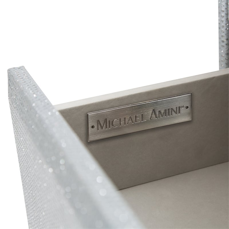 Michael Amini Melrose Plaza Wood & Glass Swivel Lingerie Chest in Dove Gray