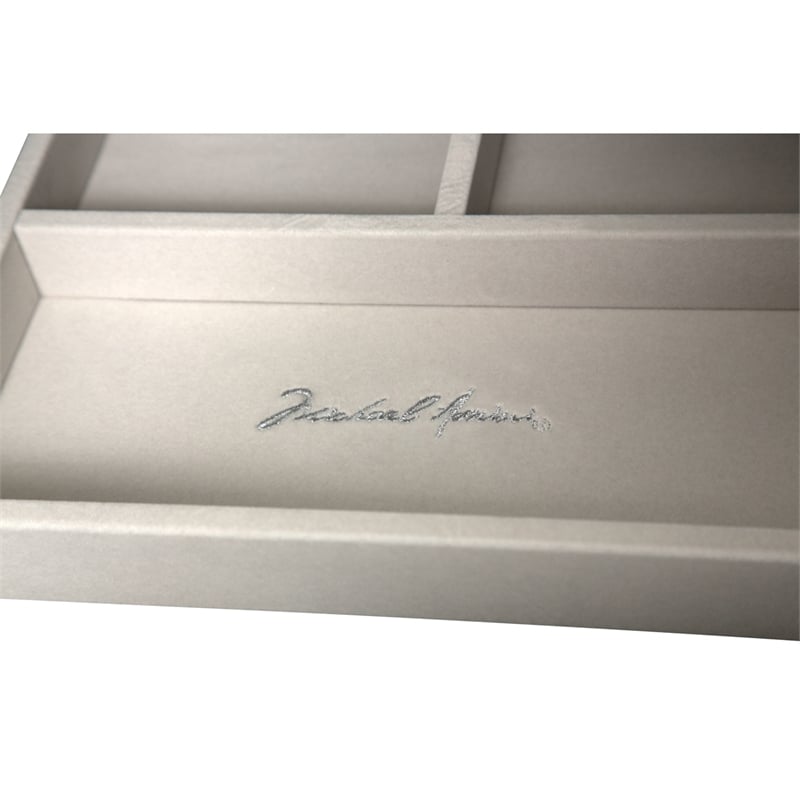 Michael Amini Melrose Plaza Wood & Glass Swivel Lingerie Chest in Dove Gray
