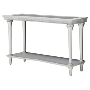 michael amini melrose plaza contemporary wood & glass console table in dove gray
