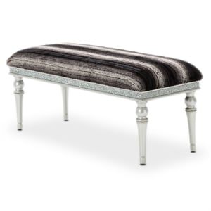 Michael Amini Melrose Plaza Contemporary Wood & Velvet Bed Bench in Dove Gray
