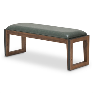 Michael Amini Brooklyn Walk Faux Leather Dining Bench in Gray & Burnt Umber