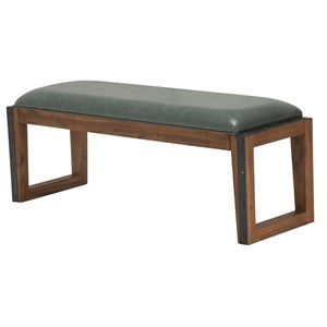 Michael Amini Brooklyn Walk Faux Leather Dining Bench in Gray & Burnt Umber