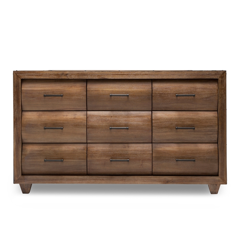 Michael Amini Brooklyn Walk Wood & Metal Dresser - Burnt Umber Brown