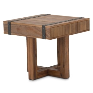Michael Amini Brooklyn Walk Wood End Table in Burnt Umber Brown