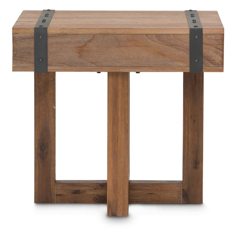 Michael Amini Brooklyn Walk Wood End Table in Burnt Umber Brown