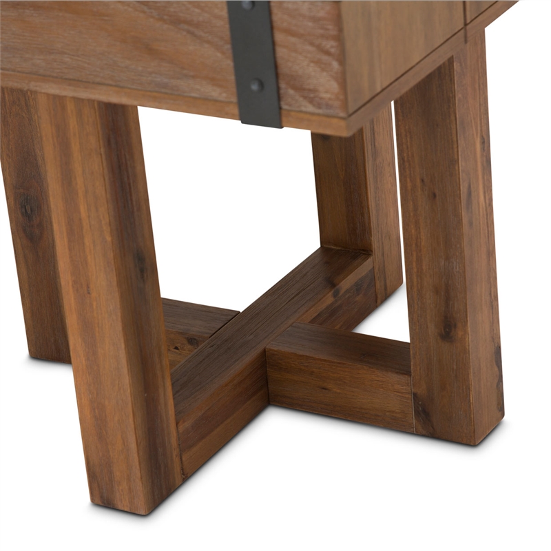 Michael Amini Brooklyn Walk Wood End Table in Burnt Umber Brown
