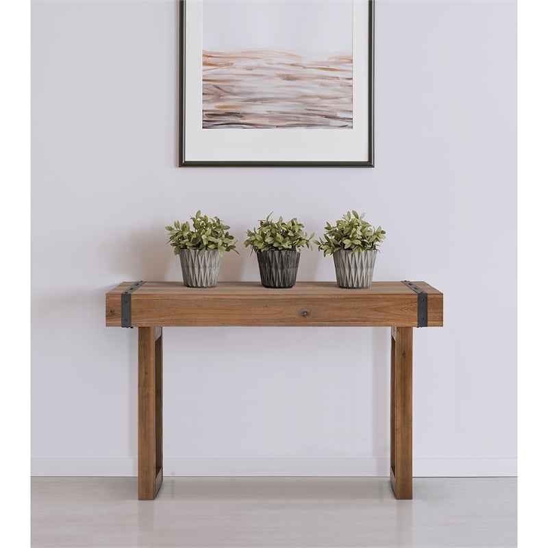 Michael Amini Brooklyn Walk Wood & Metal Console Table - Burnt Umber Brown