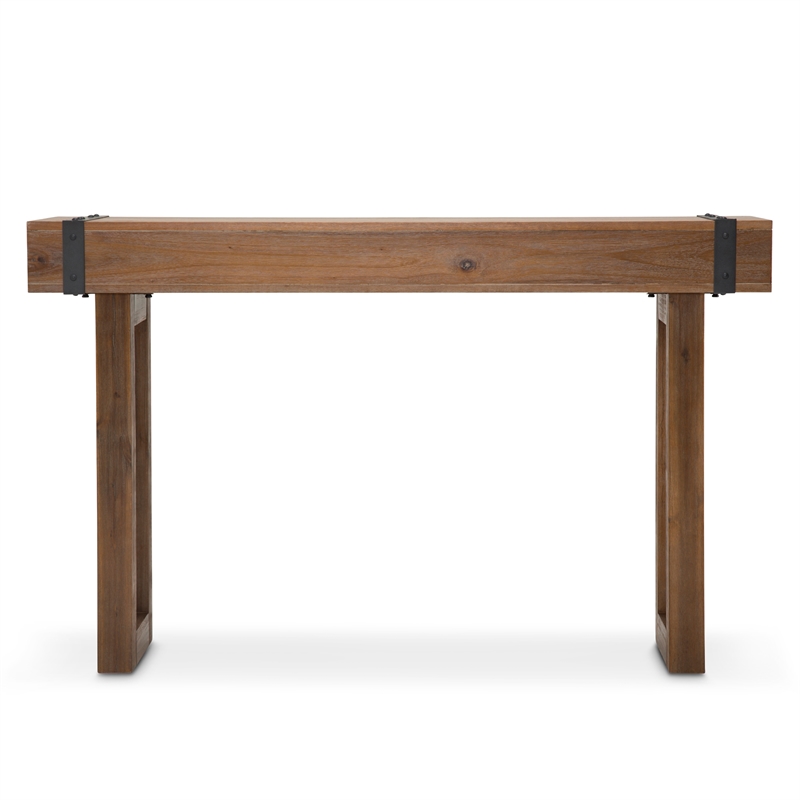 Michael Amini Brooklyn Walk Wood & Metal Console Table - Burnt Umber Brown