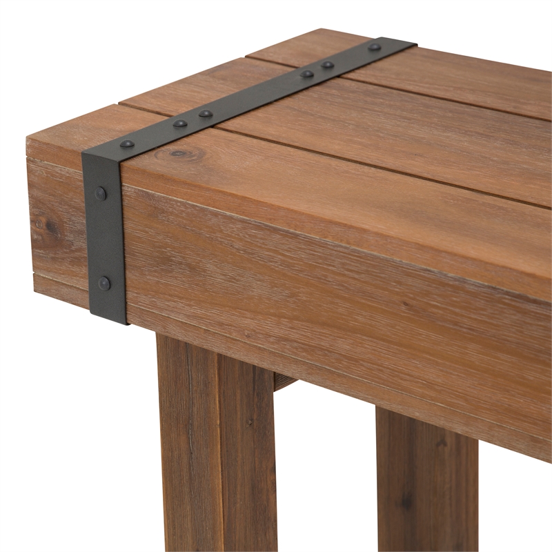Michael Amini Brooklyn Walk Wood & Metal Console Table - Burnt Umber Brown