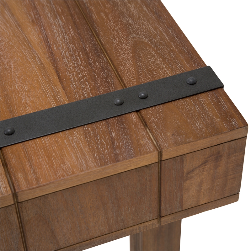 Michael Amini Brooklyn Walk Wood & Metal Console Table - Burnt Umber Brown