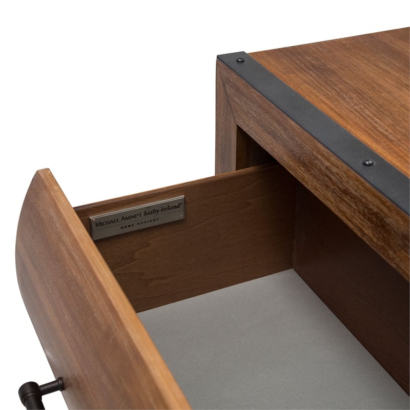 Michael Amini Brooklyn Walk Wood Dresser with Mirror - Burnt Umber Brown