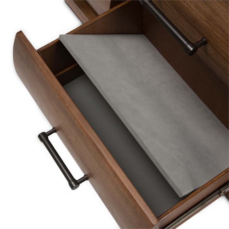 Michael Amini Brooklyn Walk Wood Dresser with Mirror - Burnt Umber Brown