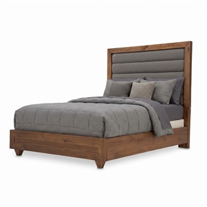 Michael Amini Brooklyn Walk Queen Panel Bed - Gray/Burnt Umber