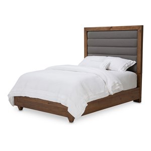 Michael Amini Brooklyn Walk Queen Panel Bed - Gray/Burnt Umber