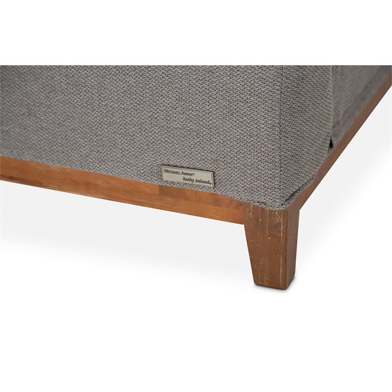 Michael Amini Brooklyn Walk Wood & Fabric Accent Chair in Gunmetal Gray