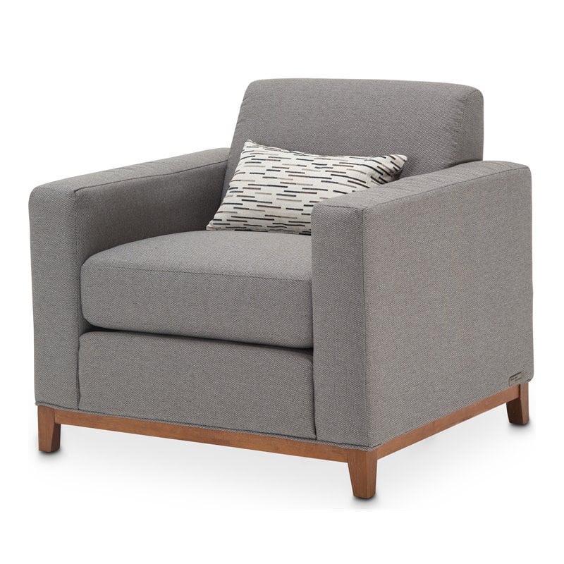 Michael Amini Brooklyn Walk Wood & Fabric Accent Chair in Gunmetal Gray