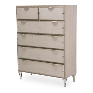 michael amini camden court 6-drawer wood chest in ivory pearl & taupe