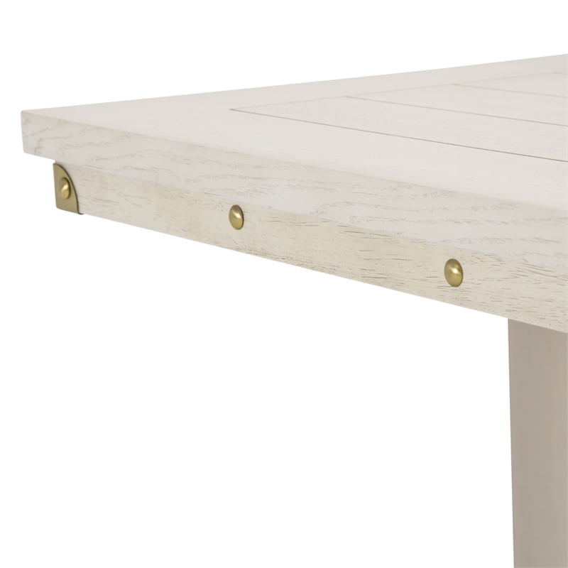 michael amini menlo station rectangular wood & metal dining table in vanilla