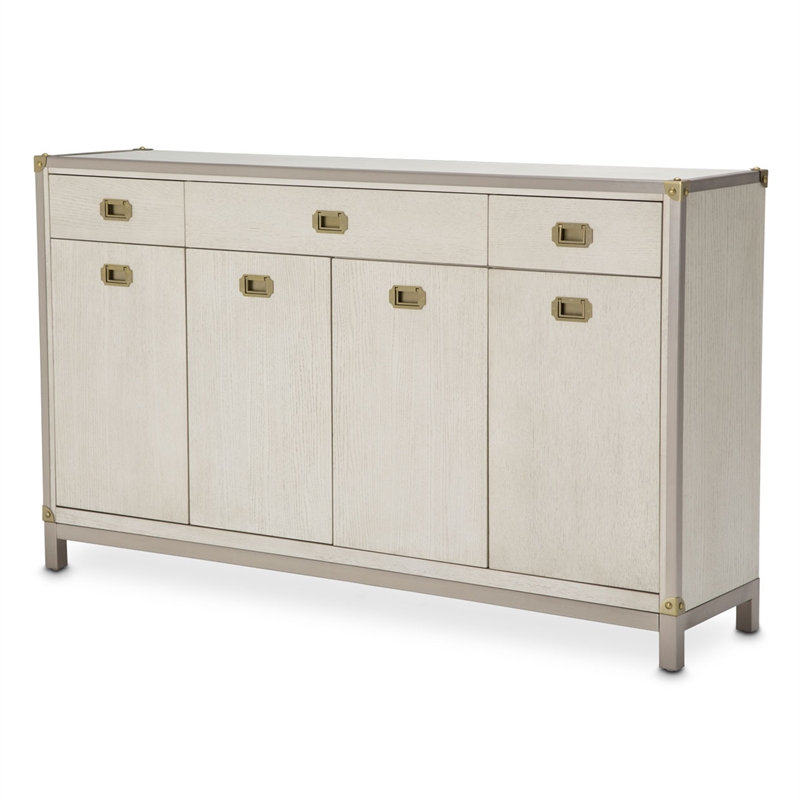 Michael Amini Menlo Station Wood & Metal Sideboard - Ivory