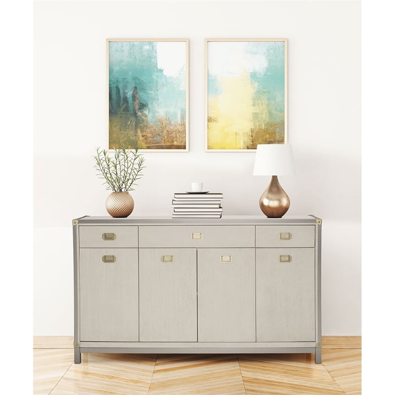 Michael Amini Menlo Station Wood & Metal Sideboard - Ivory