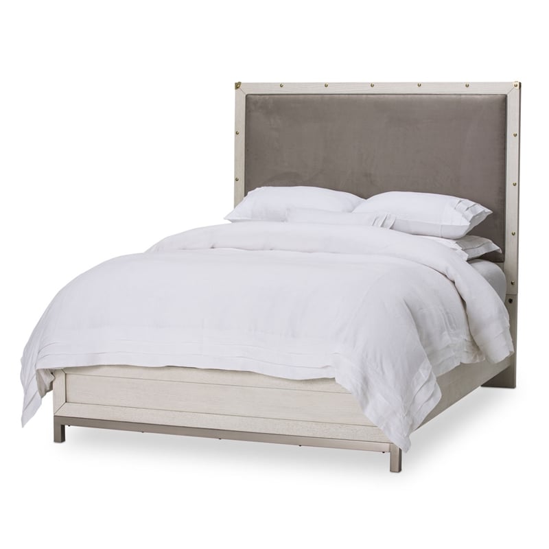 Michael Amini Menlo Station Queen Panel Bed in Ivory/Gray