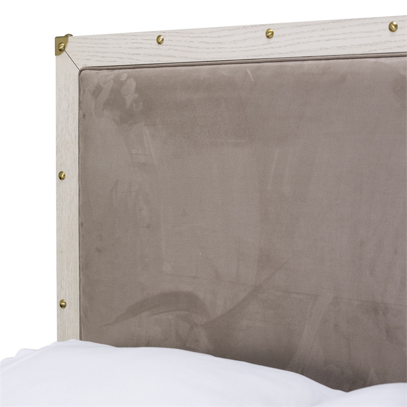 Michael Amini Menlo Station Eastern King Panel Bed in Ivory/Gray