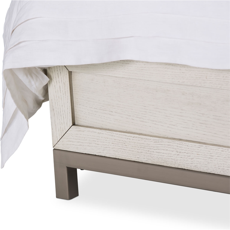 Michael Amini Menlo Station Eastern King Panel Bed in Ivory/Gray