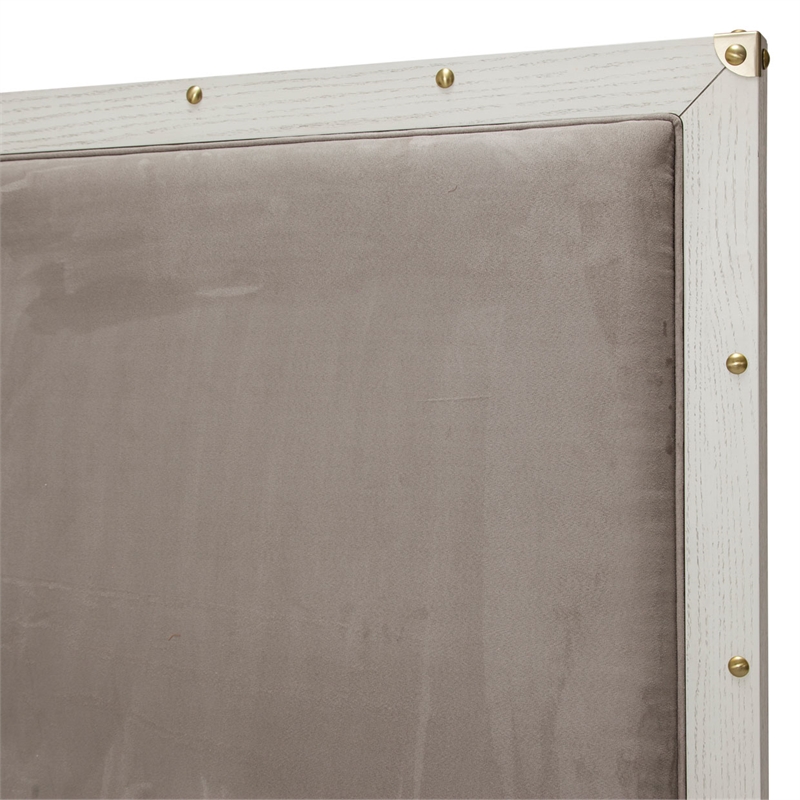Michael Amini Menlo Station Eastern King Panel Bed in Ivory/Gray
