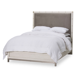 Michael Amini Menlo Station Eastern King Panel Bed in Ivory/Gray