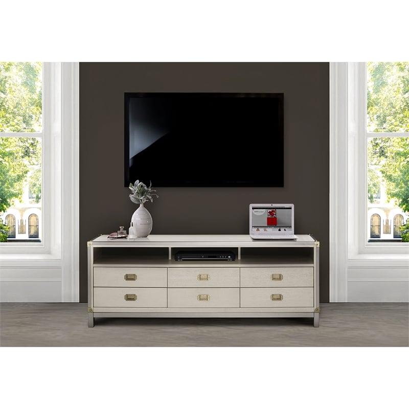 Michael Amini Menlo Station Contemporary TV Console - Ivory