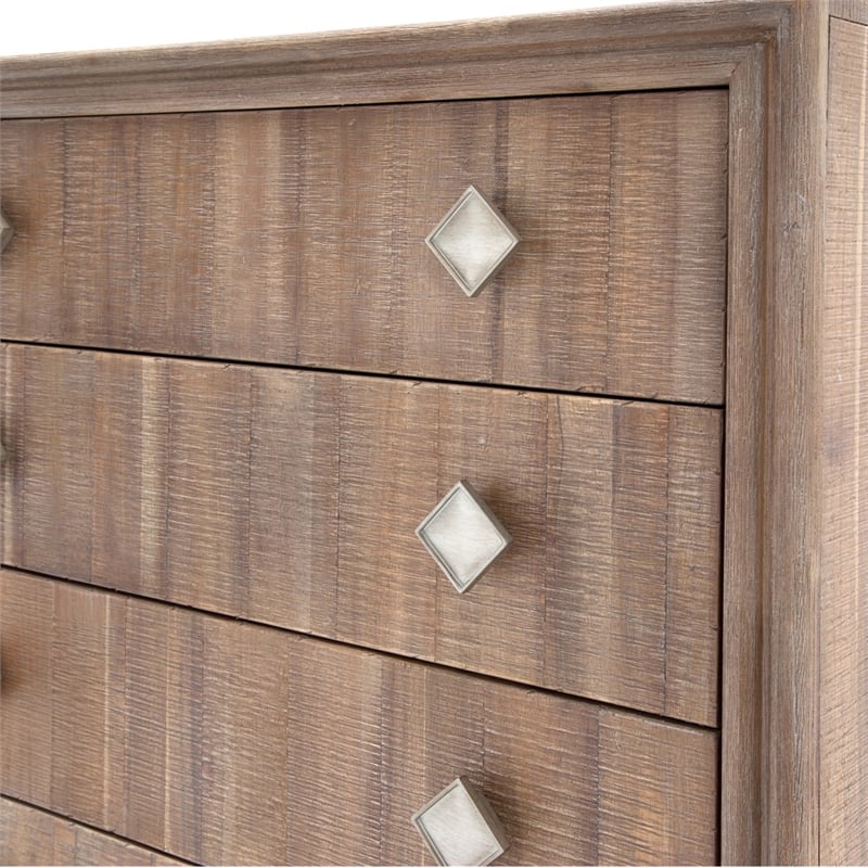 Michael Amini Hudson Ferry 6-Drawer Acacia Wood Chest - Driftwood Brown
