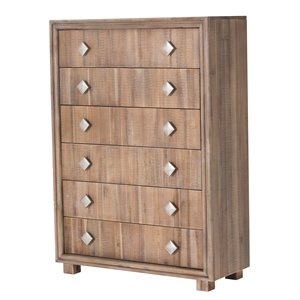 michael amini hudson ferry 6-drawer acacia wood chest in driftwood brown