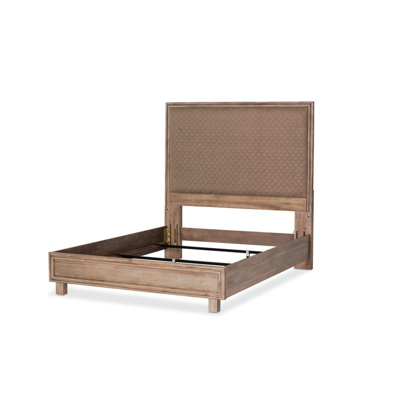 Michael Amini Hudson Ferry Wood Cal King Quilted Panel Bed in Bronze Brown