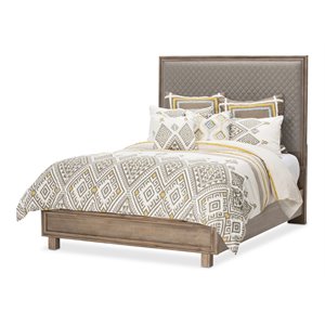 michael amini hudson ferry wood cal king quilted panel bed in slate gray