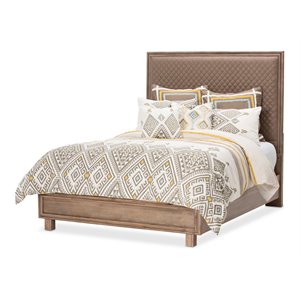 michael amini hudson ferry wood eastern king quilted panel bed in bronze brown