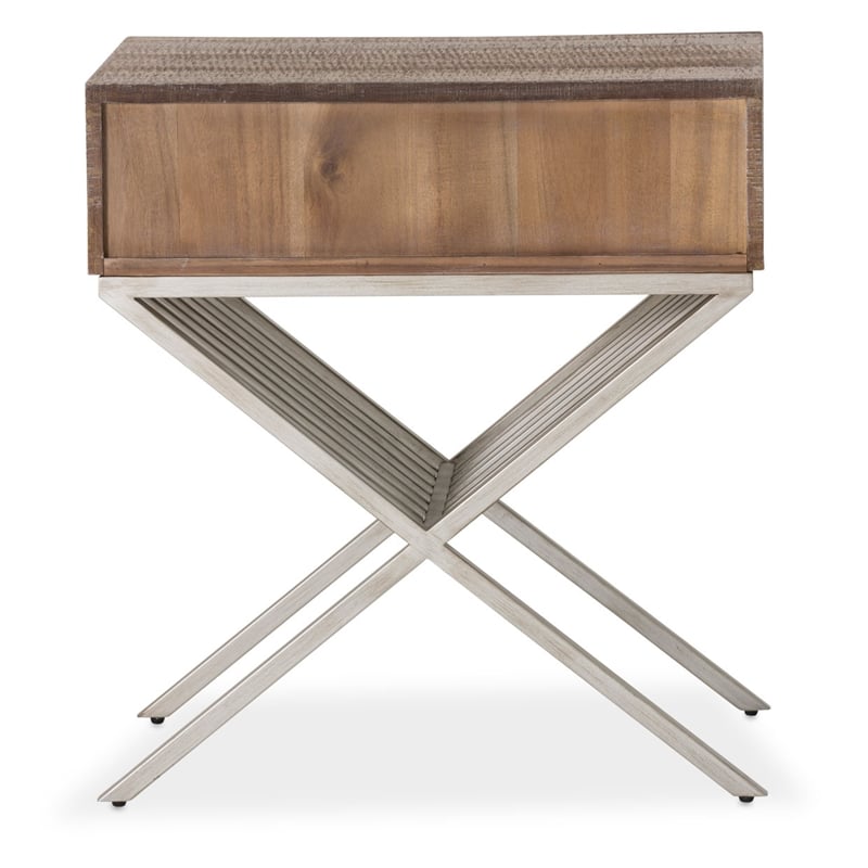 Michael Amini Hudson Ferry Acacia Wood Side Table - Driftwood Brown
