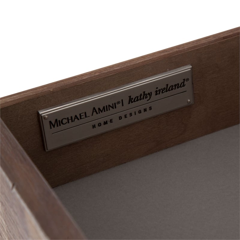 Michael Amini Hudson Ferry Acacia Wood Side Table - Driftwood Brown