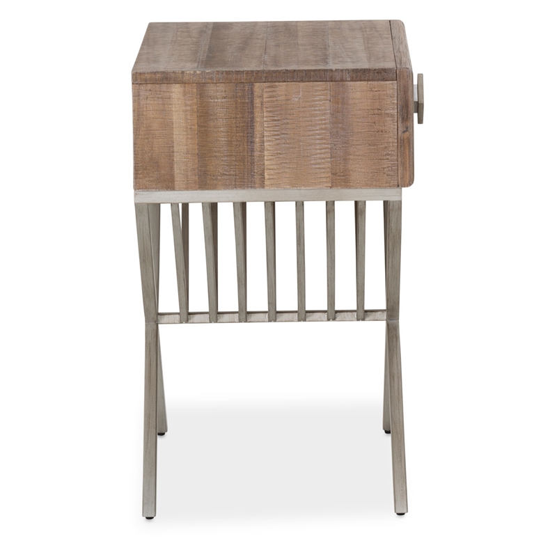 Michael Amini Hudson Ferry Acacia Wood Side Table - Driftwood Brown
