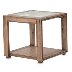 Michael Amini Hudson Ferry Acacia Wood End Table - Driftwood Brown