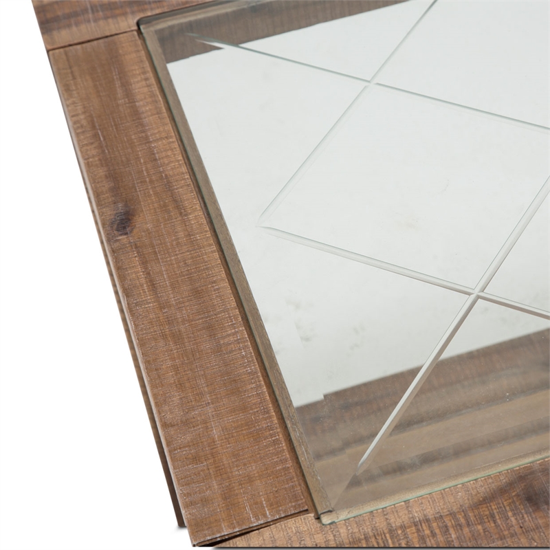 Michael Amini Hudson Ferry Acacia Wood End Table - Driftwood Brown