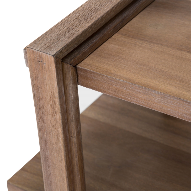 Michael Amini Hudson Ferry Acacia Wood Side Table - Driftwood Brown