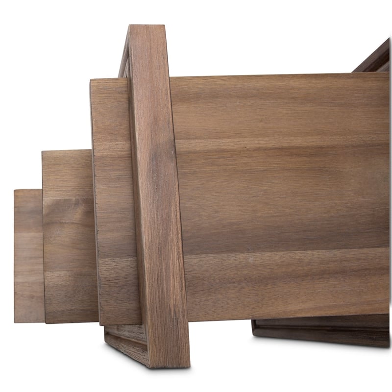 Michael Amini Hudson Ferry Acacia Wood Side Table - Driftwood Brown