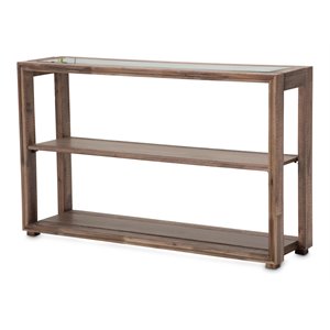 michael amini hudson ferry acacia wood console table in driftwood brown