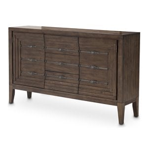 Michael Amini Carrollton Spruce Solids Wood Sideboard in Rustic Ranch Brown