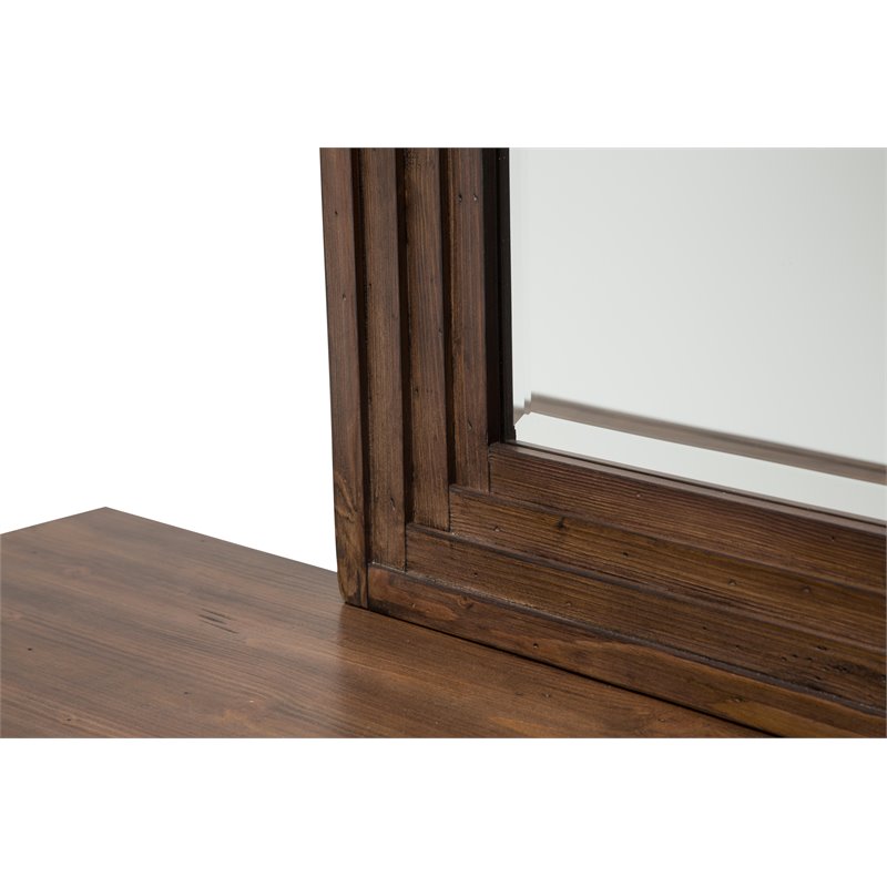 Michael Amini Carrollton Wood & Glass Sideboard w/ Mirror in Rustic Ranch Brown